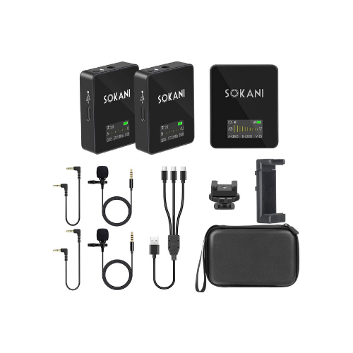 Sokani Tiny Twin 2X Transmitters and Receiver Pro-Wireless Lavalier Microphone