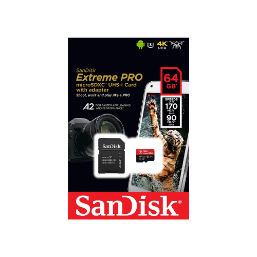 SanDisk 64GB Extreme Pro microSDXC UHS-I Memory Card with SD Adapter