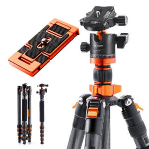 5-Section Carbon Fiber Monopod/Tripod Lightweight Travel camera Tripod with Phone Mount Supports equipment weighing up to 22 lbs